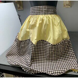 Handmade Yellow & Gingham Check Apron with Pockets & Tie Waist